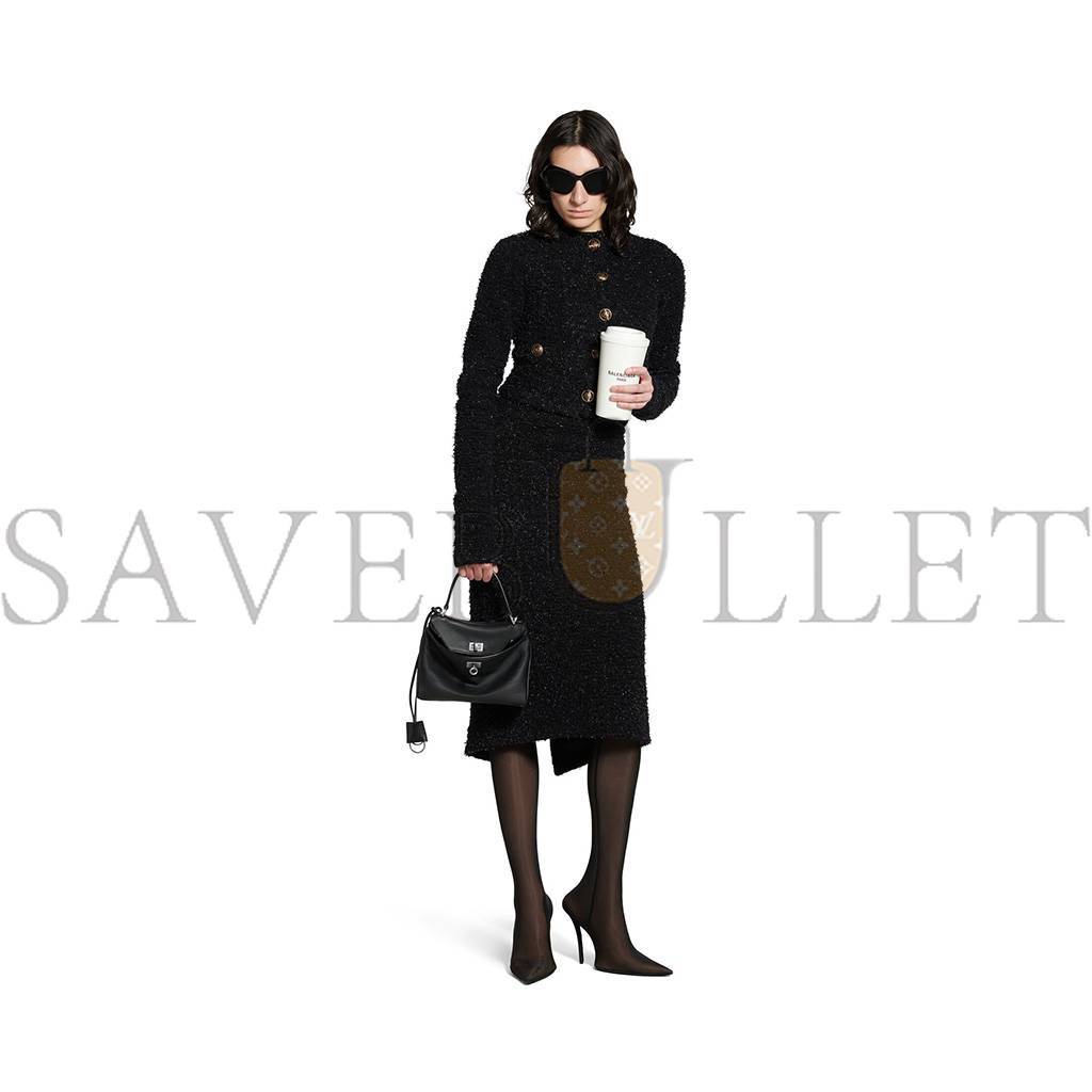 Ba*len*cia*ga rodeo mini handbag in black smooth calfskin (23*10*8cm)